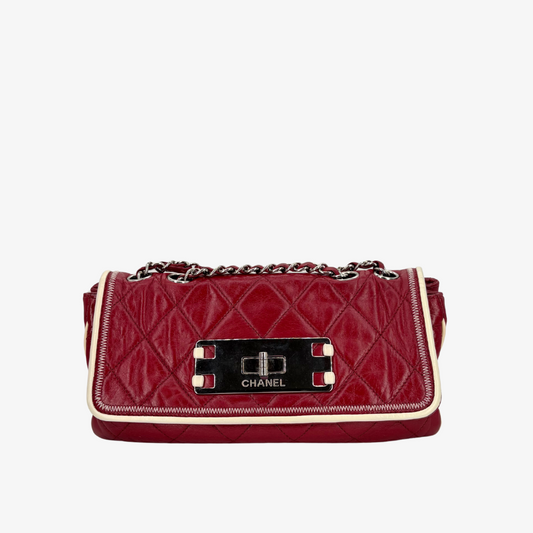 JZ795 - CHANEL Vintage Red Lambskin West Reissue Flap Bag