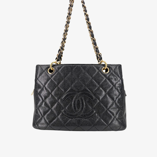 CS001 - CHANEL Vintage Black Caviar Leather PTT Tote Bag