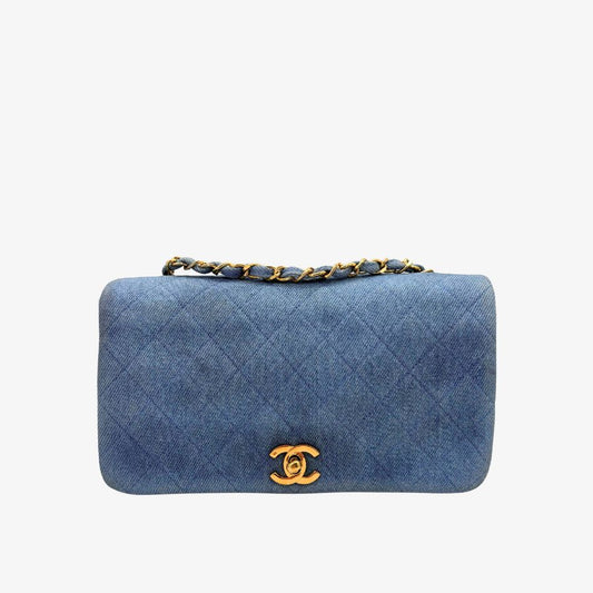 CS073 - CHANEL Vintage Blue Denim Full Flap Bag