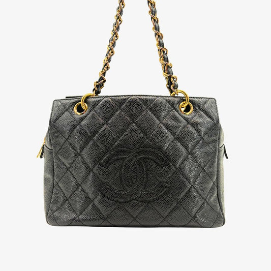 CS060 - CHANEL Vintage Black Caviar Leather PTT Tote Bag