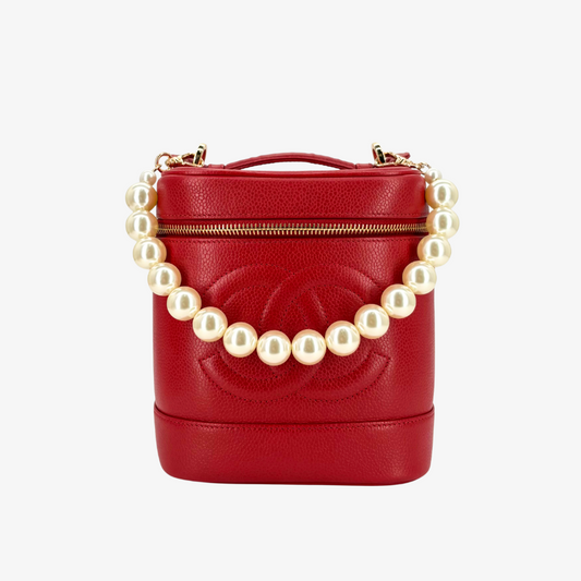 CS011 - CHANEL Vintage Red Vanity Case Bag