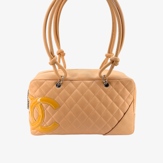 CS034 - CHANEL Vintage Beige Calfskin Cambon Bowler Bag
