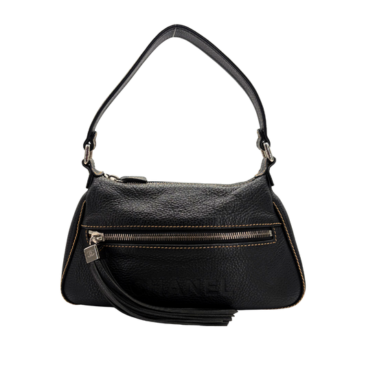 JAH226 - CHANEL Vintage Black Caviar Leather Handbag