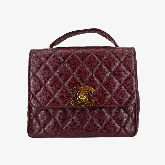 JAH215 - CHANEL Vintage Burgundy Caviar Leather Big CC Flap Bag