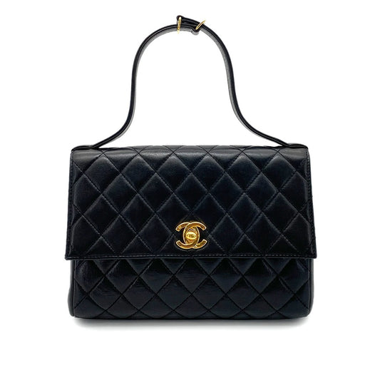 90273876 - CHANEL Vintage Black Lambskin Hand Shoulder Bag