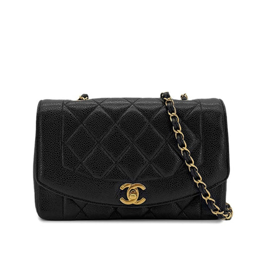 90281245 - CHANEL Vintage Black Caviar Leather 22cm Diana Flap Bag
