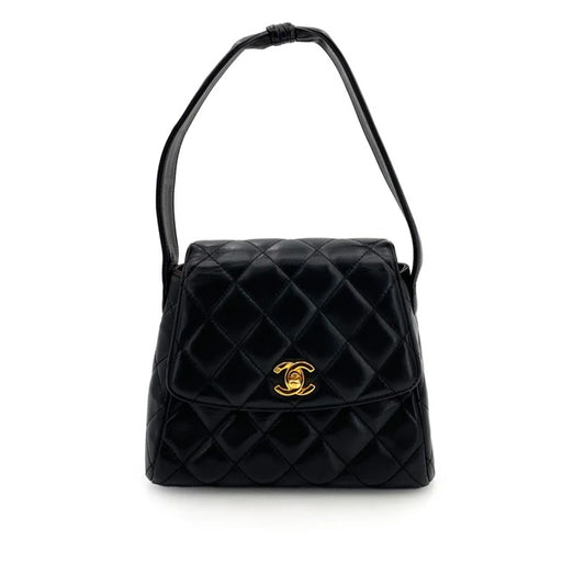 90242116 - CHANEL Vintage Black Lambskin Handbag
