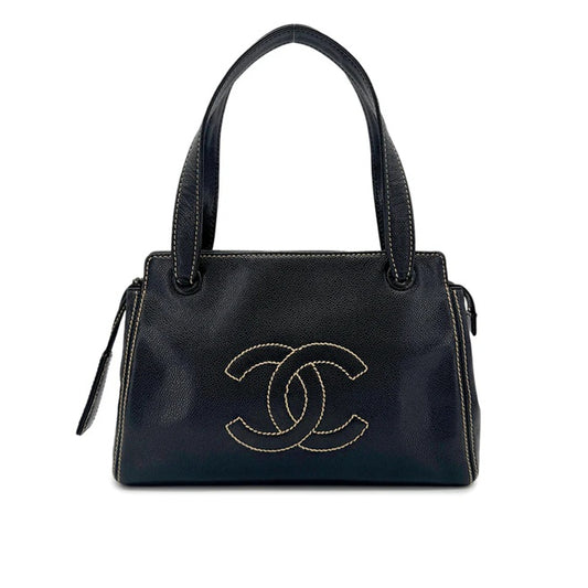 90276885 - CHANEL Vintage Black Caviar Leather Wild Stitch Handbag