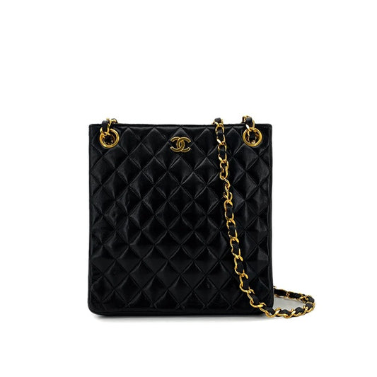 90284861 - CHANEL Vintage Black Lambskin Quilted Tote Bag