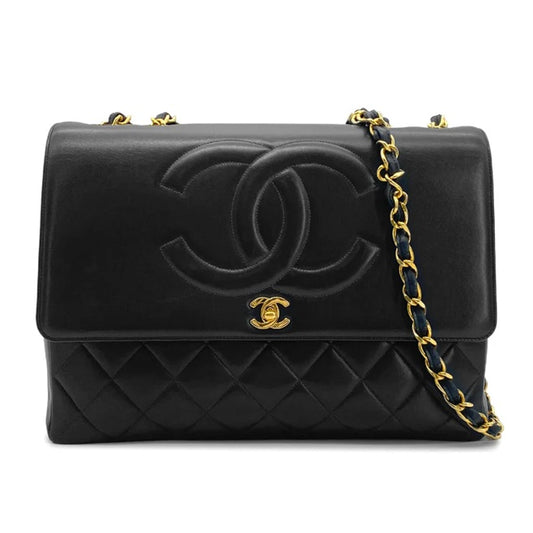 90275899 - CHANEL Vintage Black Lambskin Maxi Flap Bag