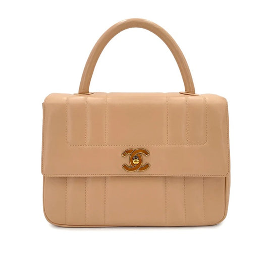 90243420 - CHANEL Vintage Beige Lambskin Handbag