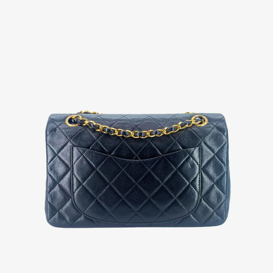 RE986 - CHANEL Vintage Black Lambskin 23cm Classic Flap Bag