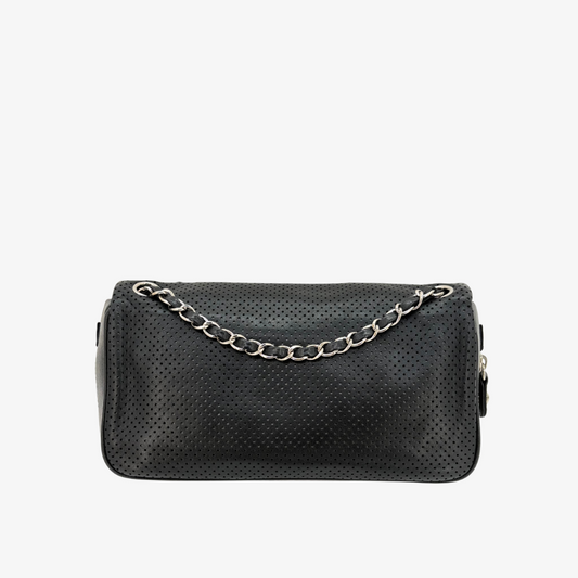 RG367 - CHANEL Black Lmabskin Perforated Flap Bag