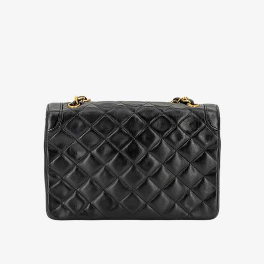 KA450 - CHANEL Vintage Black Lambskin Flap Bag