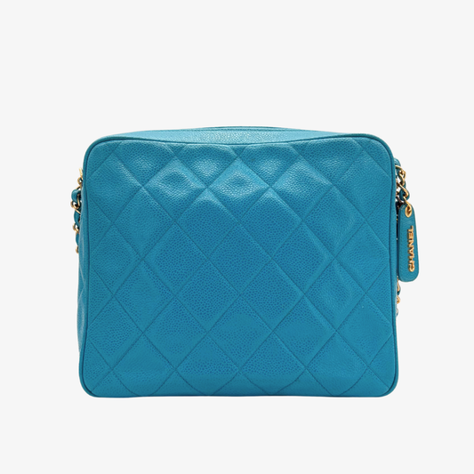 CS049 - CHANEL Vintage Blue Caviar Leather Quilted Camera Bag