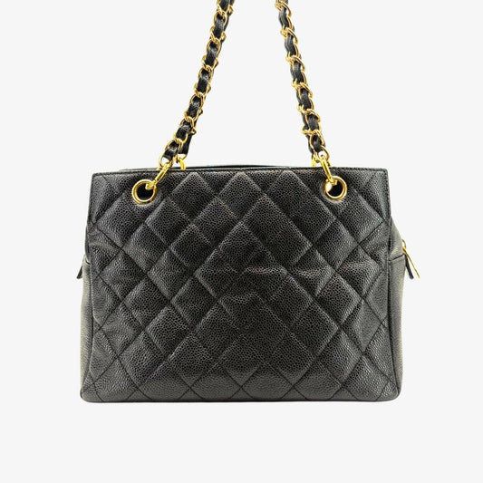 CS060 - CHANEL Vintage Black Caviar Leather PTT Tote Bag