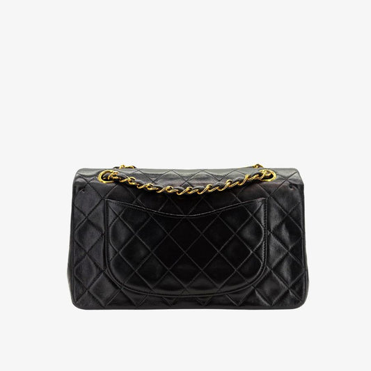 RG243 - CHANEL Vintage Black Lambskin 23cm Classic Flap Bag