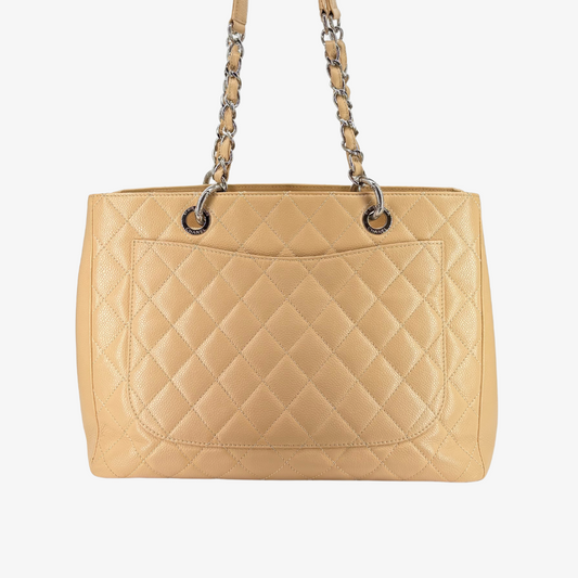 YU012 - CHANEL Vintage Beige Caviar Leather GST Tote Bag