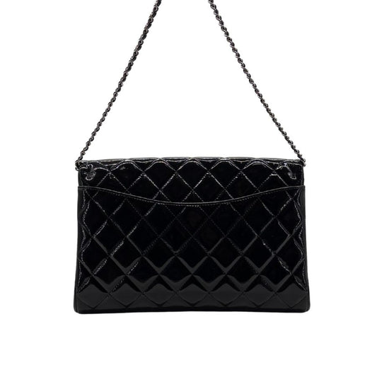 CS064 - CHANEL Black Patent Leather Flap Bag