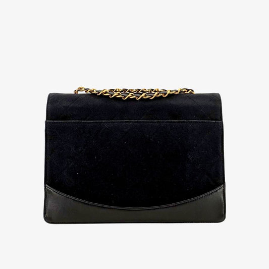 JZ389 - CHANEL Vintage Black Cotton & Lambskin 2.55 Flap Bag