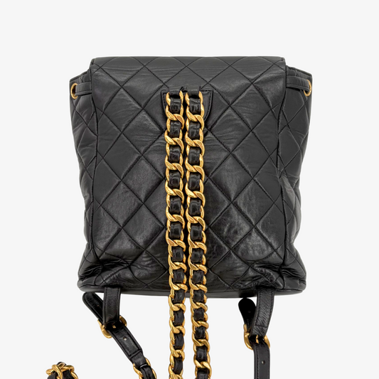 JZ881 - CHANEL Vintage Black Lambskin Duma Backpack