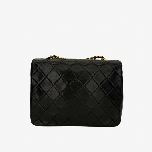 RG480 - CHANEL Vintage Black Lambskin 20cm Mini Square Flap Bag