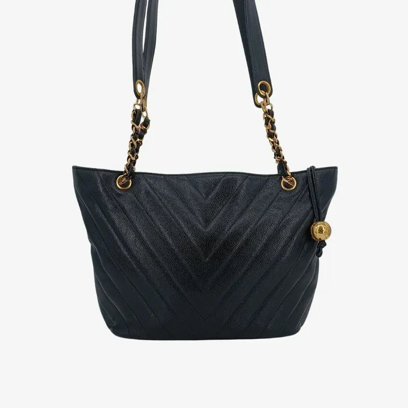 jah129-chanel-vintage-black-caviar-leather-chevron-tote-bag