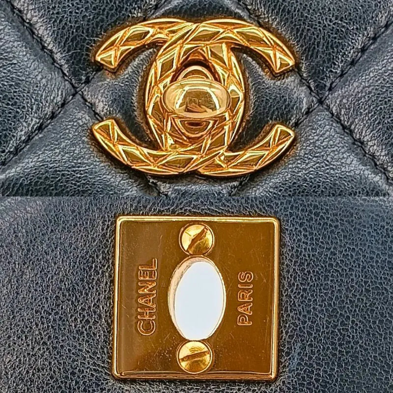 c459-chanel-vintage-black-lambskin-gold-chain-flap-bag