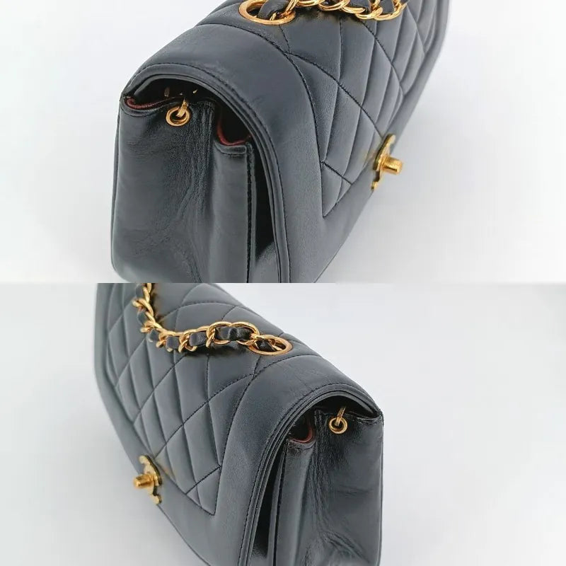 js681-chanel-vintage-black-lambskin-22cm-diana-flap-bag