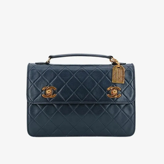ra293-chanel-vintage-navy-lambskin-double-turnlock-flap-bag