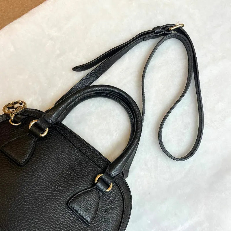 jw726-gucci-dome-black-leather-handbag