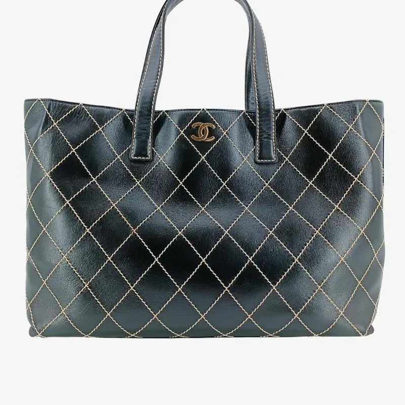 c472-chanel-vintage-black-calfskin-wild-stitch-tote-bag