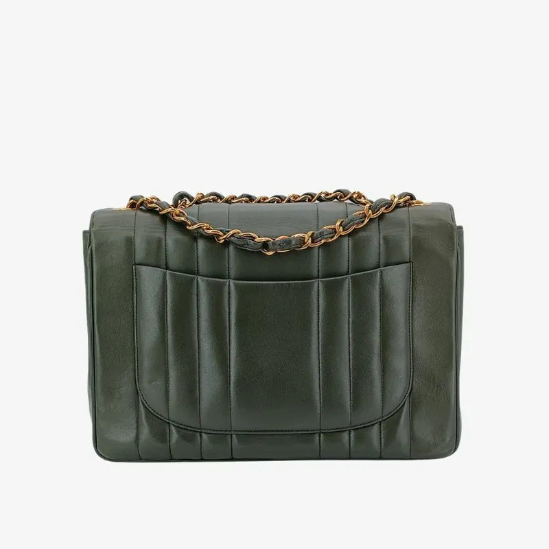rb058-chanel-vintage-dark-green-lambskin-vertical-jumbo-flap-bag