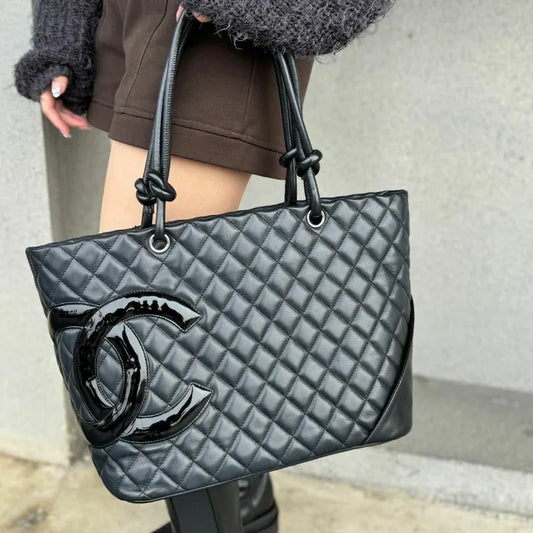 ra237-chanel-vintage-black-calfskin-cambon-tote-bag