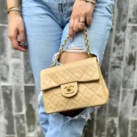 c397-chanel-vintage-beige-lambskin-gold-chain-17cm-mini-square-flap-bag