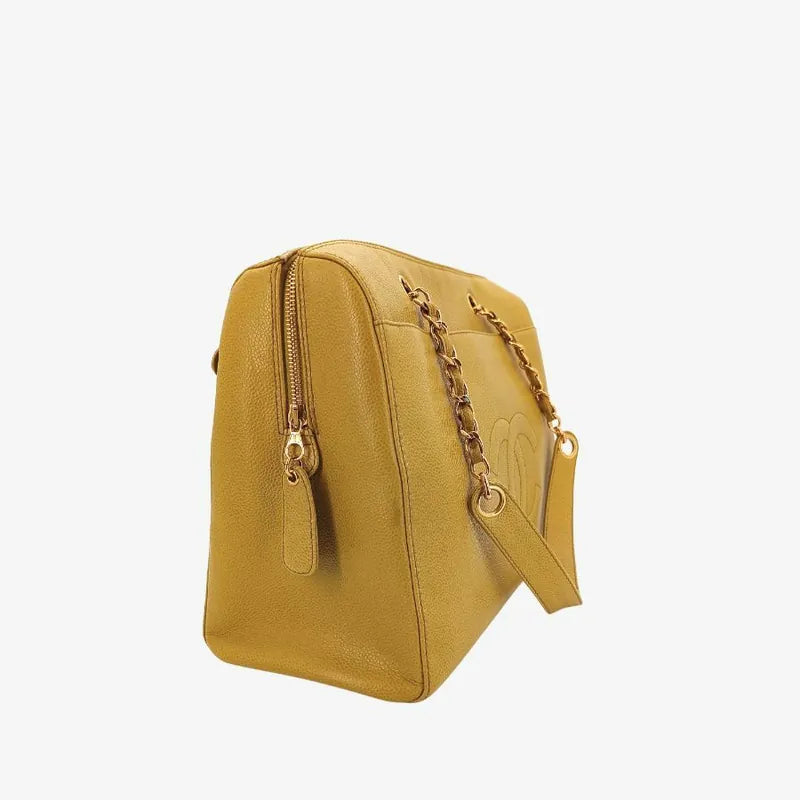 js337-chanel-vintage-yellow-caviar-leather-embossed-logo-tote-bag