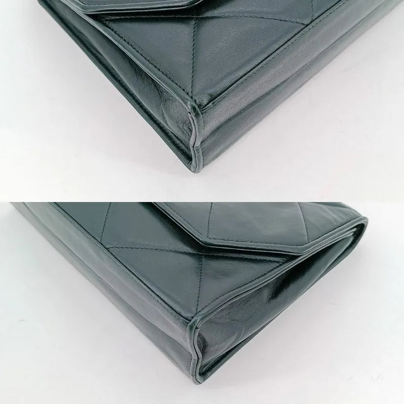 jw089-chanel-vintage-dark-green-lambskin-quilted-flap-bag