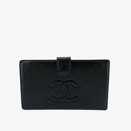 jr594-chanel-vintage-black-caviar-leather-long-wallet