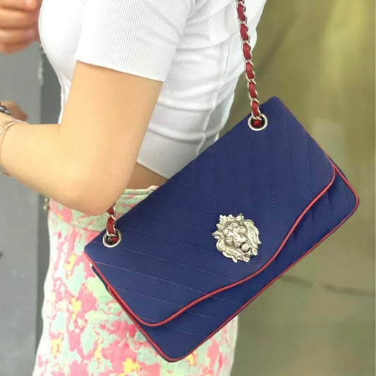 ra006-chanel-blue-cotton-chevron-leo-lion-flap-bag