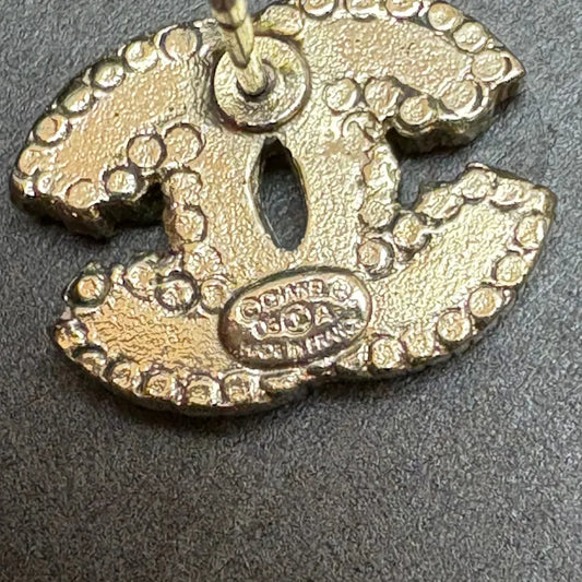 RE334 - CHANEL Vintage CC Black & White Silver Crystal Earrings