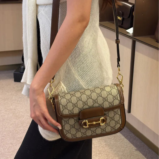C596 - Gucci Brown Canvas Monogram 1955 Shoulder Bag