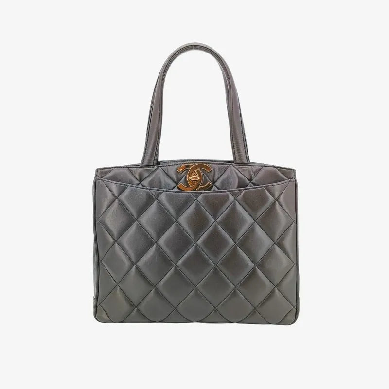 js042-chanel-vintage-brown-lambskin-quilted-tote-bag