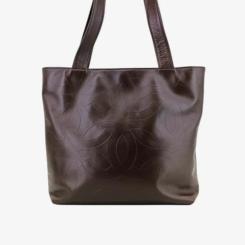 jw252-chanel-vintage-brown-lambskin-cc-embossed-tote-bag