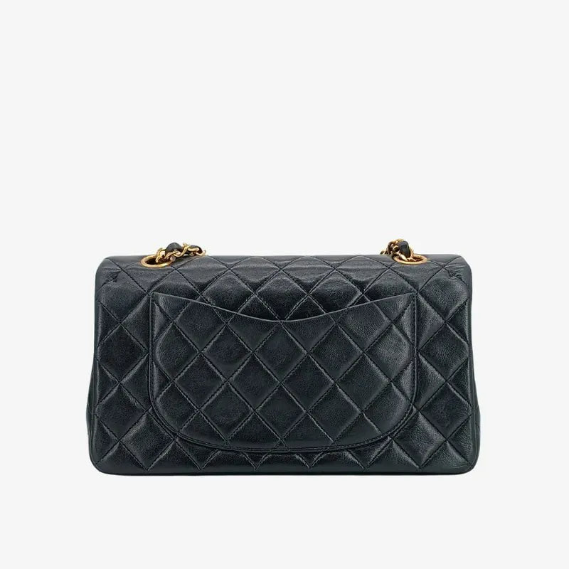js976-chanel-vintage-black-lambskin-23cm-classic-flap-bag