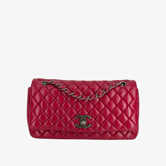 C649 - CHANEL Vintage Red Calfskin Flap Bag