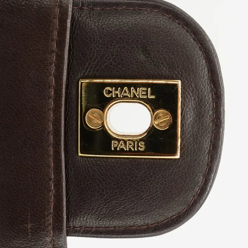 c142-chanel-vintage-brown-lambskin-qulited-handle-bag-set