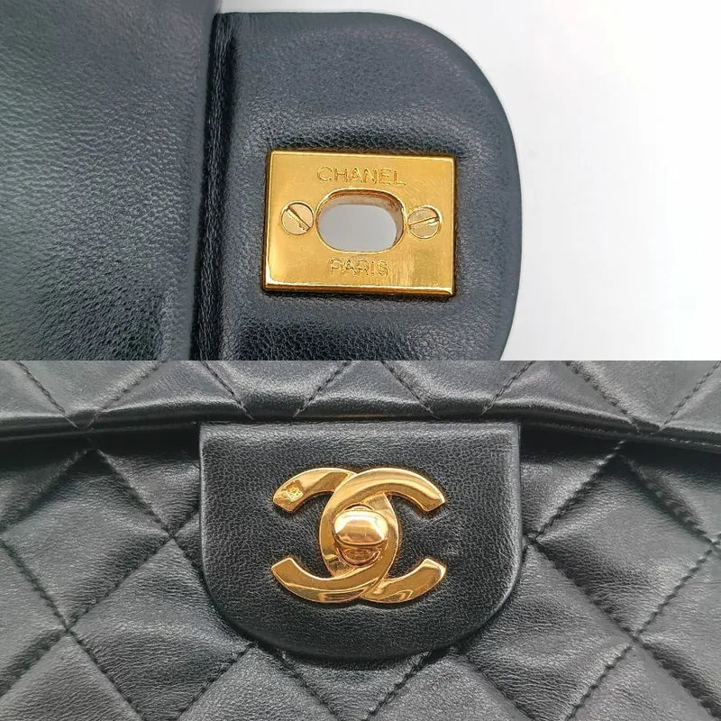 jt067-chanel-vintage-black-lambskin-23cm-classic-flap-bag