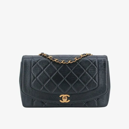 c403-chanel-vintage-black-lambskin-25cm-diana-flap-bag