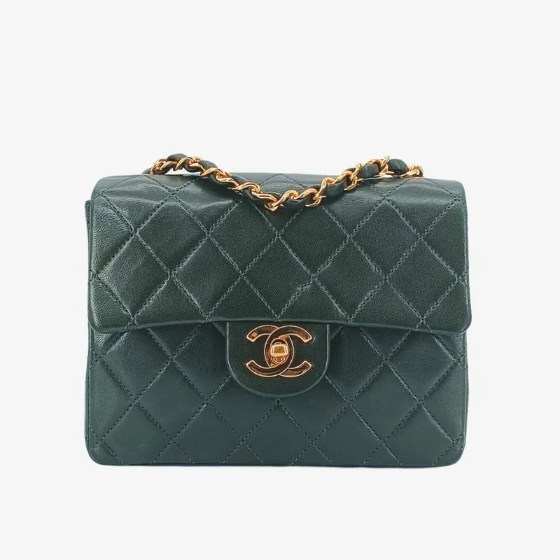 ra122-chanel-vintage-green-lambskin-17cm-mini-square-flap-bag