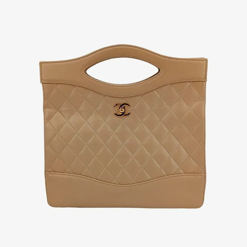 js720-chanel-vintage-begie-lambskin-quilted-31-tote-bag